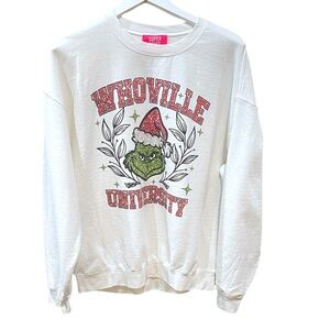SUPER MRKT. The Grinch Christmas Whoville University Graphic Sweatshirt SZ M L